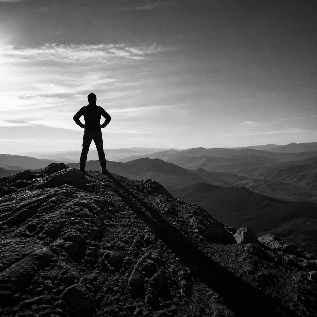 Silhouette ancrée sur un promontoire rocheux — La Posture